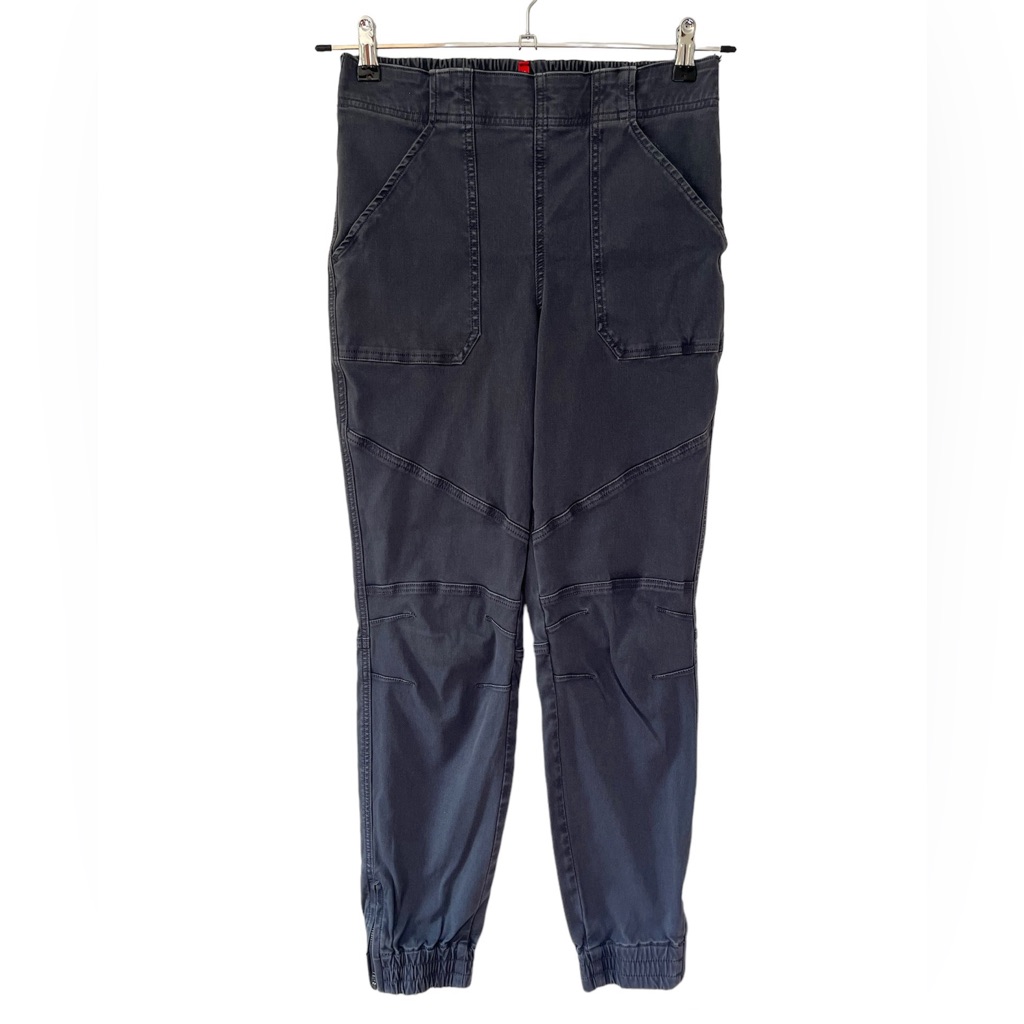 Spanx Stretch Twill Tummy Shaping High Rise Cargo Ankle Zip Jogger Pants Gray